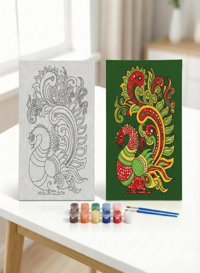 HOBBY INDIA Canvas Painting Board Kit for Kids & Adults | DIY Art & Craft Gift for Boys & Girls | Pre-Designed Indian Handmade Art | Home, Bedroom, Living Room & Office Décor (12 x 9 Inch) (K.P) - Image 1